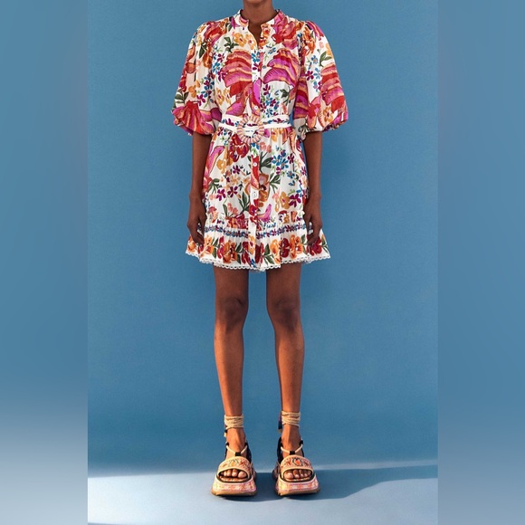 FARM Rio | White Spring Bananas Mini Dress | Multicolor, Size M - Picture 3 of 8